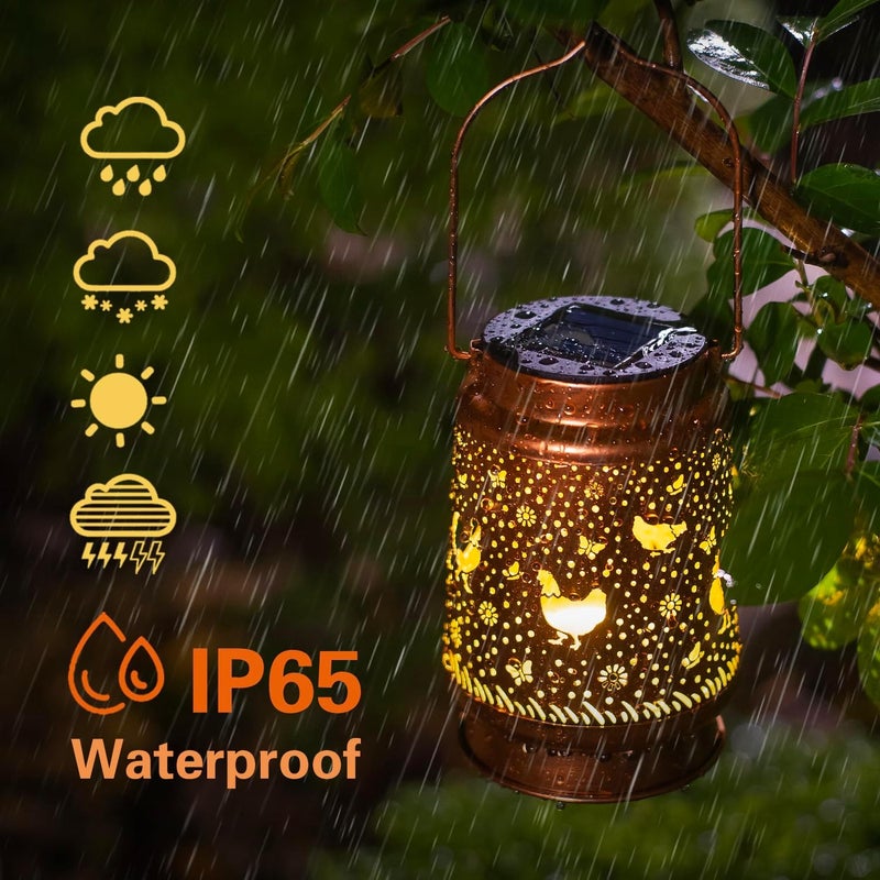 EZTZEN Chicken Solar Lanterns Outdoor Waterproof Hanging Solar Lights Chicken Gifts for Women Men Metal Decorative LED Lanterns for Garden Decor,Yard,Patio,Lawn,Pathway,Landscape - Image 5